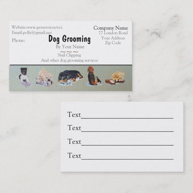 cita de los servicios de cuidado de perros Groomin (Anverso / Reverso)