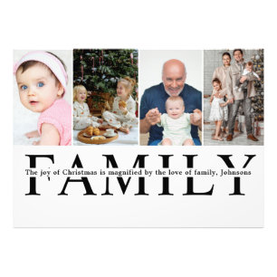 Cita de Navidad familiar moderna para 4 fotos en c