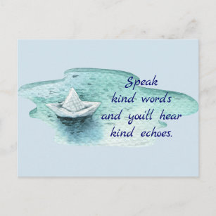 Cita de palabras amables con postal de barcas de p
