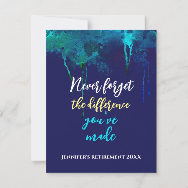 Cita de retiro nunca olvidó azul de la marina acua (Anverso)