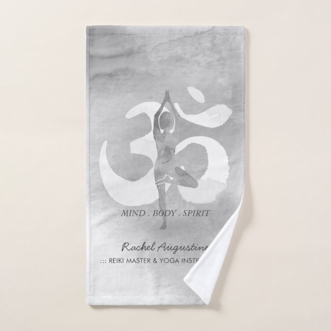Cita de Rótulo Pose Om del árbol de meditación del (Toalla de mano)