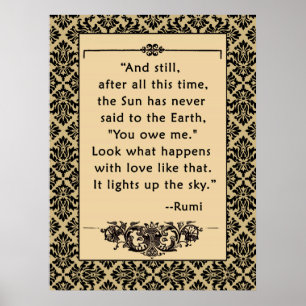Cita de RUMI en el poster o impresión Sun y tierr