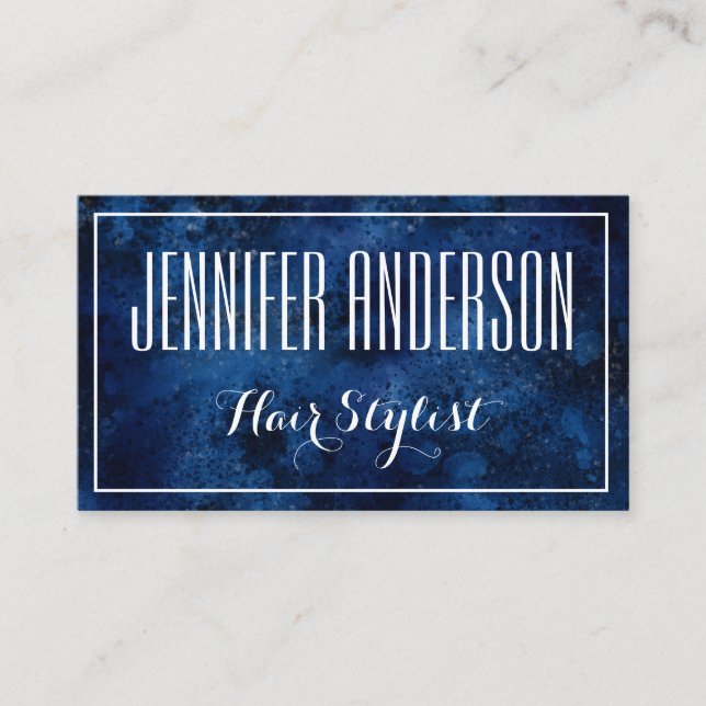 Cita de salón de peluquería azul blanco (Anverso)