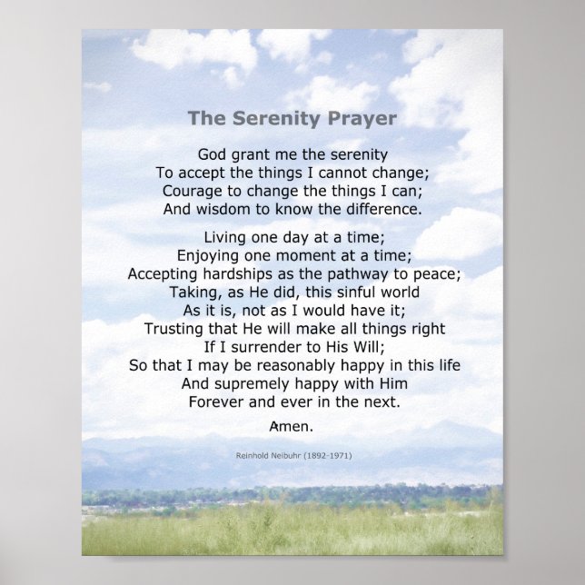 Cita de Serenity Prayer sobre arte fotográfico pai (Frente)