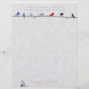 Cita de Thoreau del pájaro-Papel con membrete del