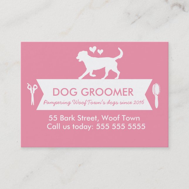 Cita de Trendy Pink Silhouette Dog Groomer (Anverso)