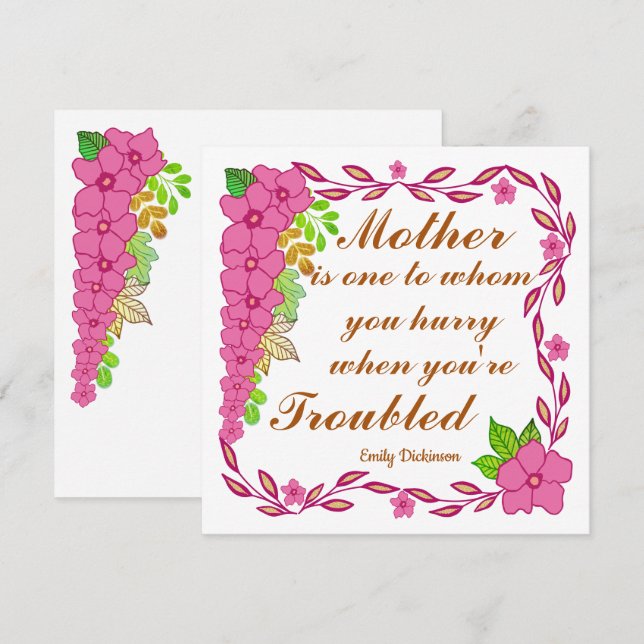 Cita del día de la madre de Emily Dickinson Card (Anverso / Reverso)