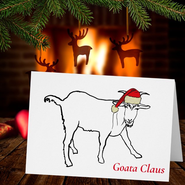 Cita divertida de Goat a Claus Drawing (Funny christmas goat holiday greetings card)