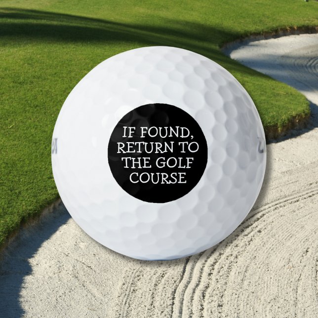 Cita divertida de pelota de golf perdida en blanco (Bold black design with clean contrast.)