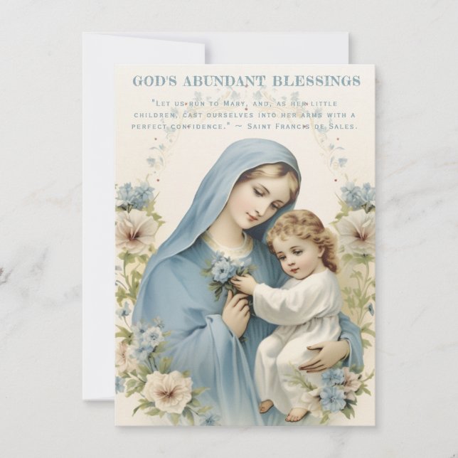 Cita espiritual floral de María Católica y Jesús (Anverso)