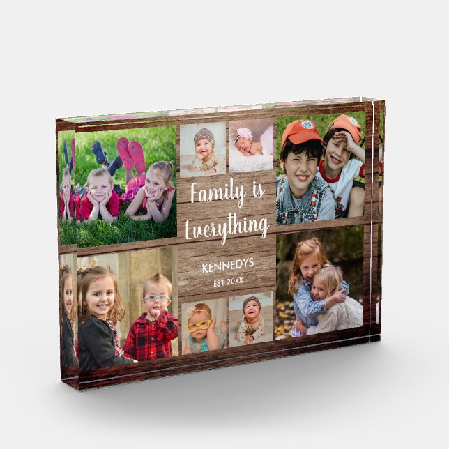 Cita familiar de Collage de fotos Rustic Wood 8 (Izquierda)