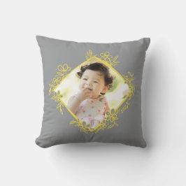 Cita floral Cojín decorativo gris y blanco