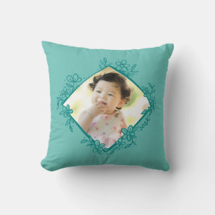Cita floral Cojín decorativo Verde azulado