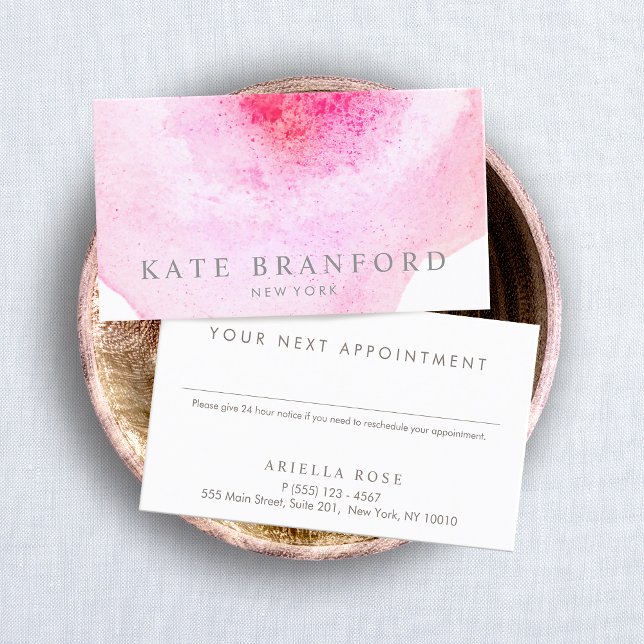 Cita floral rosa (pink watercolor appointment reminder card
)