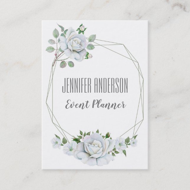 Cita Geométrica de Mármol Floral Blanco (Anverso)