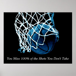 Cita inspiradora Baloncesto Poster de Arte Azul