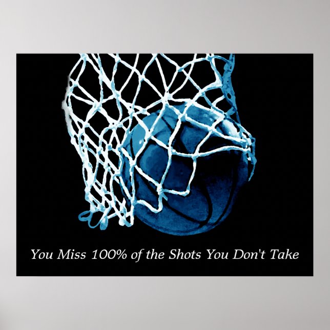 Cita inspiradora Baloncesto Poster de Arte Azul (Frente)
