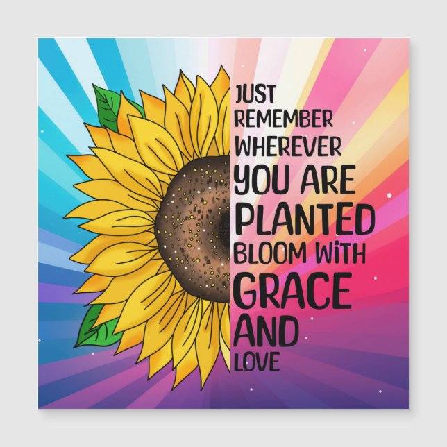 Cita inspiradora y girasol dibujado a mano (Anverso)