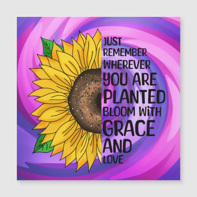 Cita inspiradora y girasol dibujado a mano (Anverso)