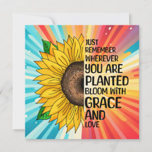 Cita inspiradora y girasol dibujado a mano