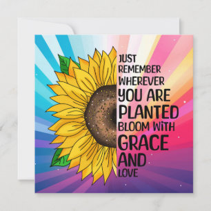 Cita inspiradora y girasol dibujado a mano