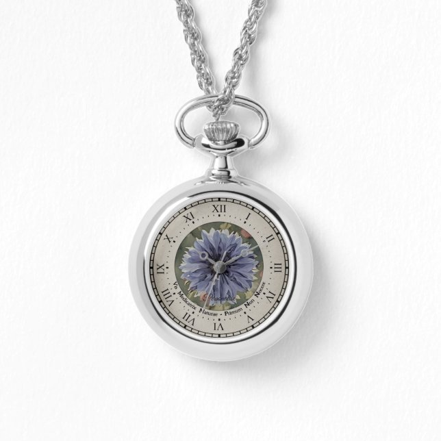 Cita latina Reloj de collar de flor de maíz azul (Anverso)