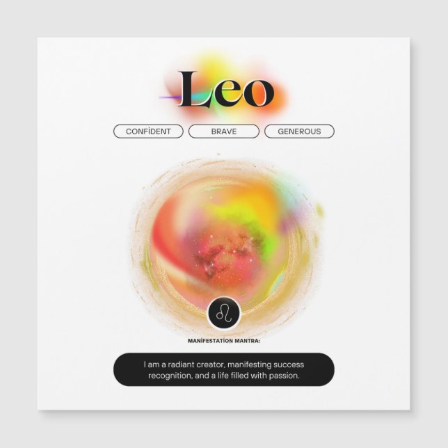 Cita Leo del Rótulo Zodiaco moderno | Fuego de ele (Anverso)