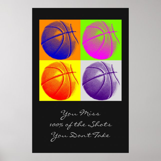 Cita motivadora de arte pop Poster de baloncesto (Frente)