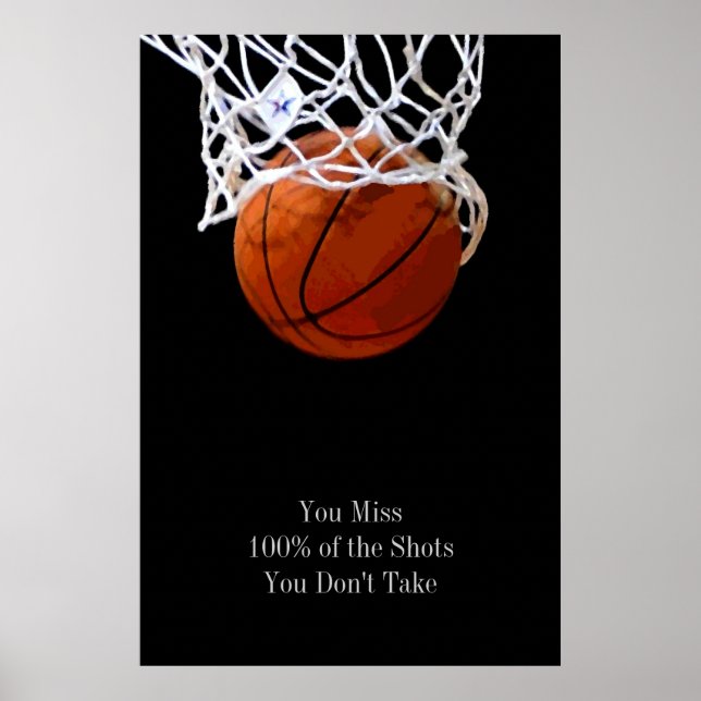Cita motivadora de arte pop Poster de baloncesto (Frente)