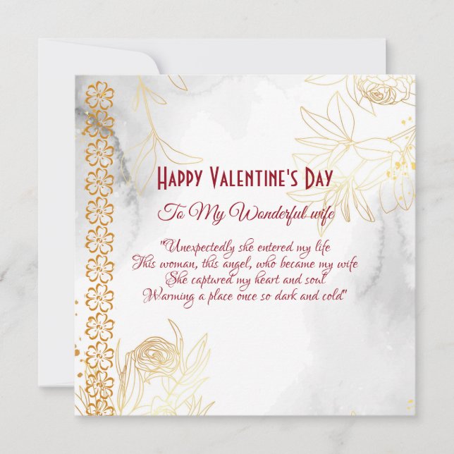 Cita romántica de amor Floral Dorada esposa Valent (Anverso)