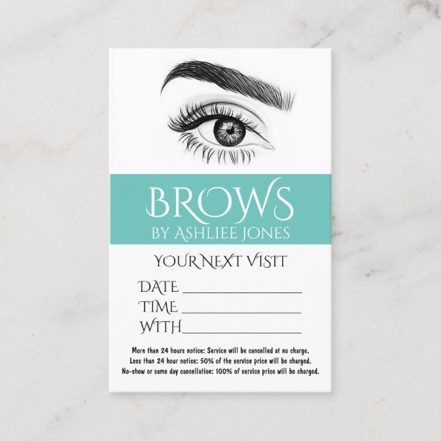 Cita Tarjeta Cita Cebrows Eyelashes Salon (Anverso)