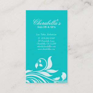 Citas Azul blanco floral elegante de la tarjeta de