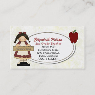 Citas Chica con la tarjeta de la visita del profesor de
