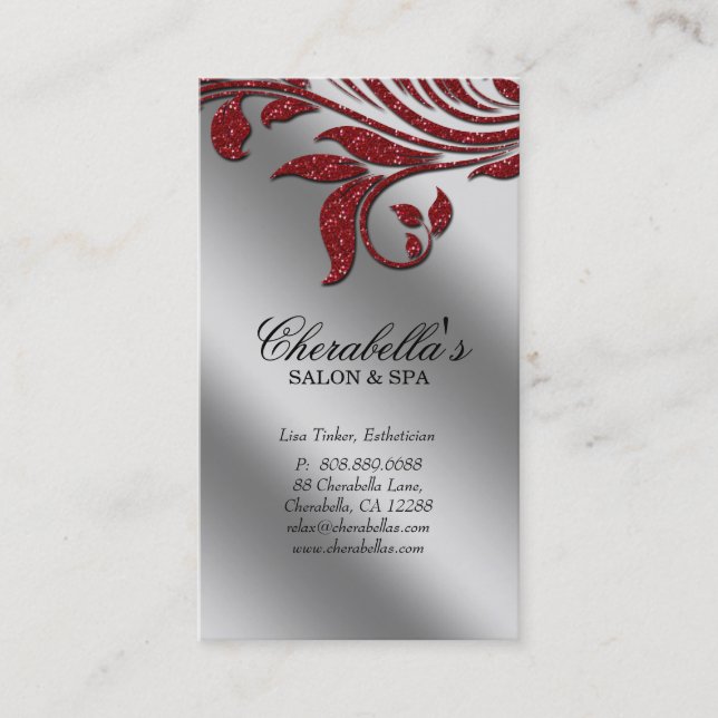 Citas Chispa de plata roja elegante de la tarjeta de (Anverso)