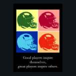 Citas de fútbol Inspirador de arte pop<br><div class="desc">Los buenos jugadores se inspiran a sí mismos,  los grandes jugadores inspiran a otros - Juegos Americanos Deportivos de Arte Digital - Casco de Fútbol Estilo Arte Pop</div>