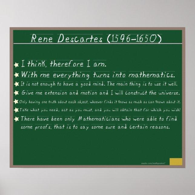 Citas de Rene Descartes Posters matemáticos (Frente)