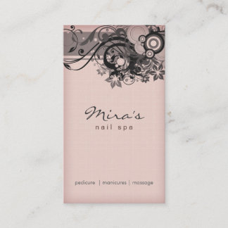 Citas Lino de tarjeta de visita floral rosa negro