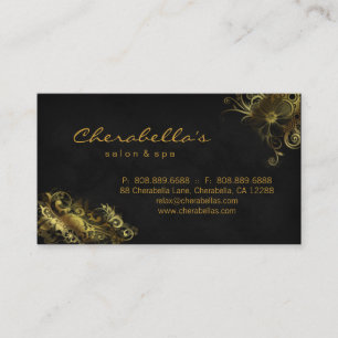 Citas Oro floral del negro de la tarjeta de visita de la