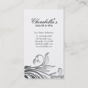 Citas Plata floral elegante de la tarjeta de visita del