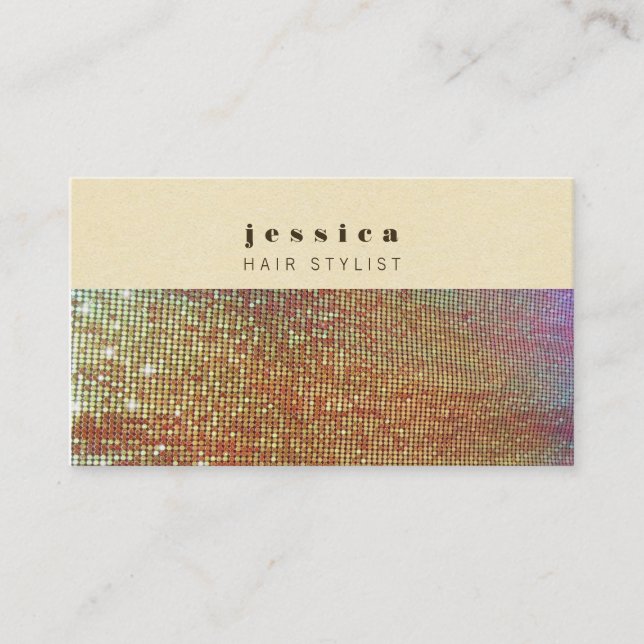 Citas Tarjeta de estilo Gold Sequins Mesh Mod Hair (Anverso)