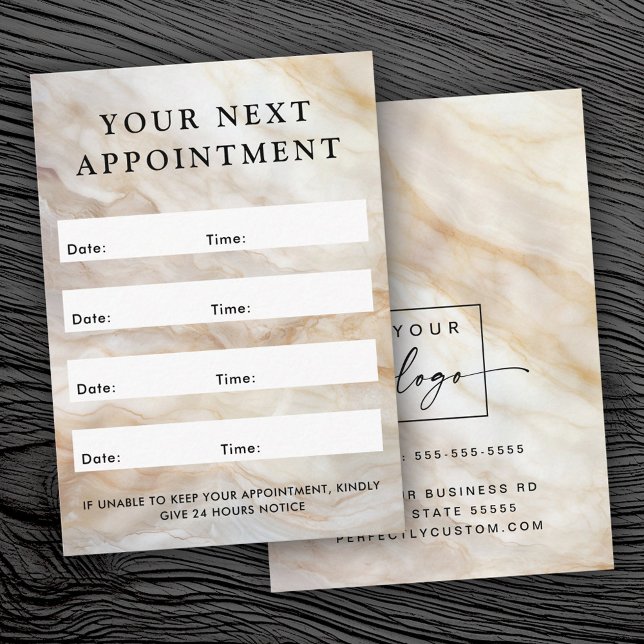 Citas Tarjeta de identificación de aspecto de mármol ver (Logo vertical marble look appointment card)