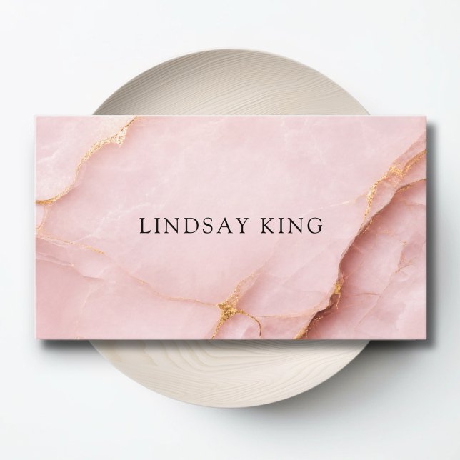 Citas Tarjeta de presentación con código QR de mármol ro (Elegant Blush Pink Marble QR Code Business Card)