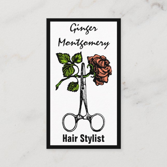 Citas Tarjeta de presentación con estilo de Rosa y tijer (Anverso)