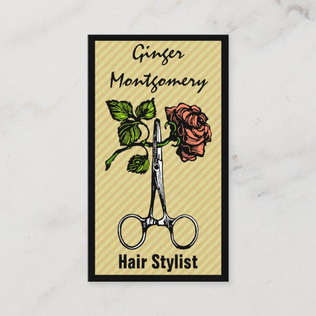 Citas Tarjeta de presentación con estilo de Rosa y tijer (Anverso)