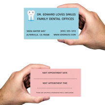 Tarjeta de presentación de dentista azul - Tarjeta