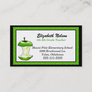 Citas Tarjeta de presentación de Green Eaten Apple Teach