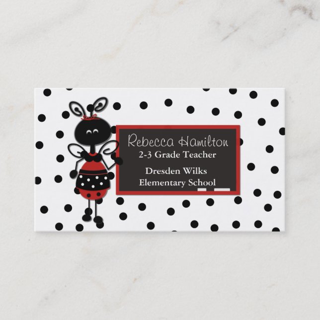 Citas Tarjeta de presentación de Ladybug Blackboard Teac (Anverso)