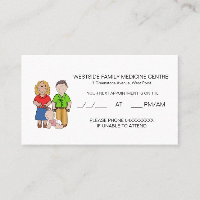 Citas Tarjeta de recordatorio de nombramiento de Médica  (Anverso)