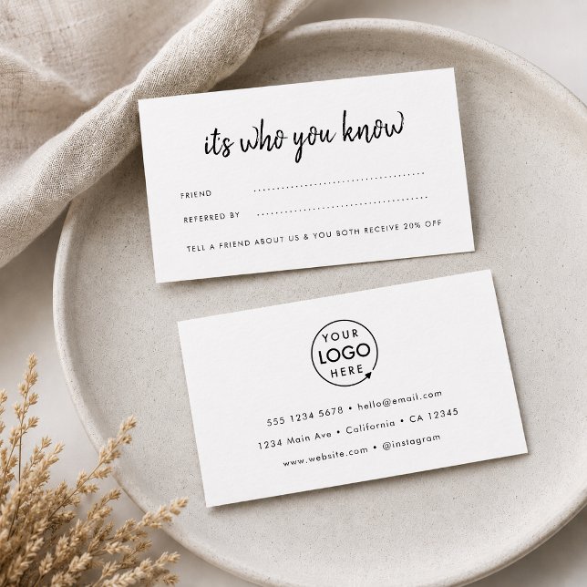 Citas Tarjeta de Referencia | Cupón de Referencia de Neg (Minimalist refer a friend card for salons, realtors, boutiques, and local services.)