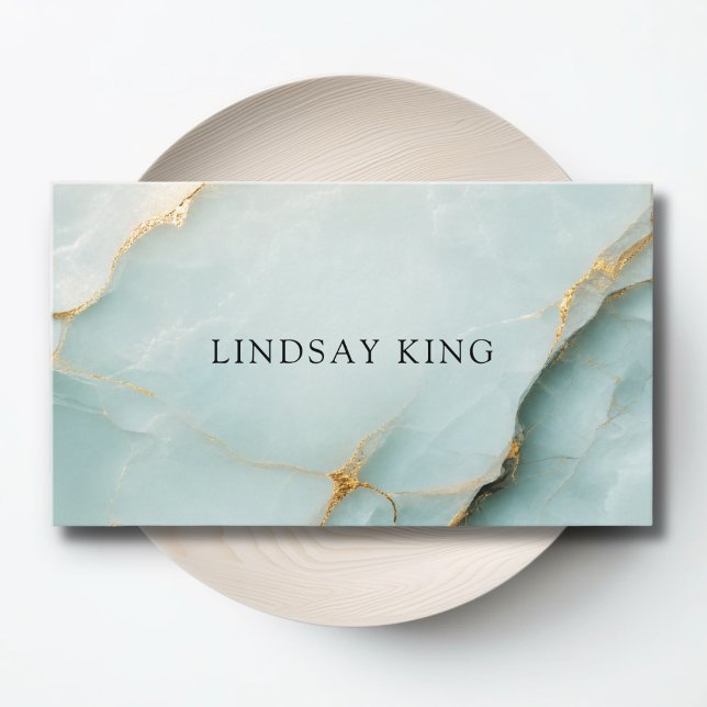 Citas Tarjeta de visita con código QR de mármol azul ele (Elegant Blue Marble QR Code Business Card)